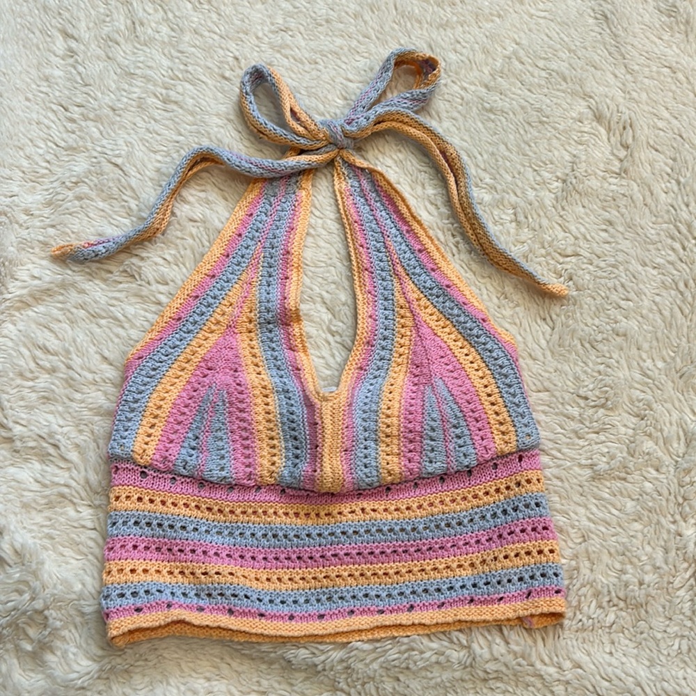 Hollister crocheted halter top size S
